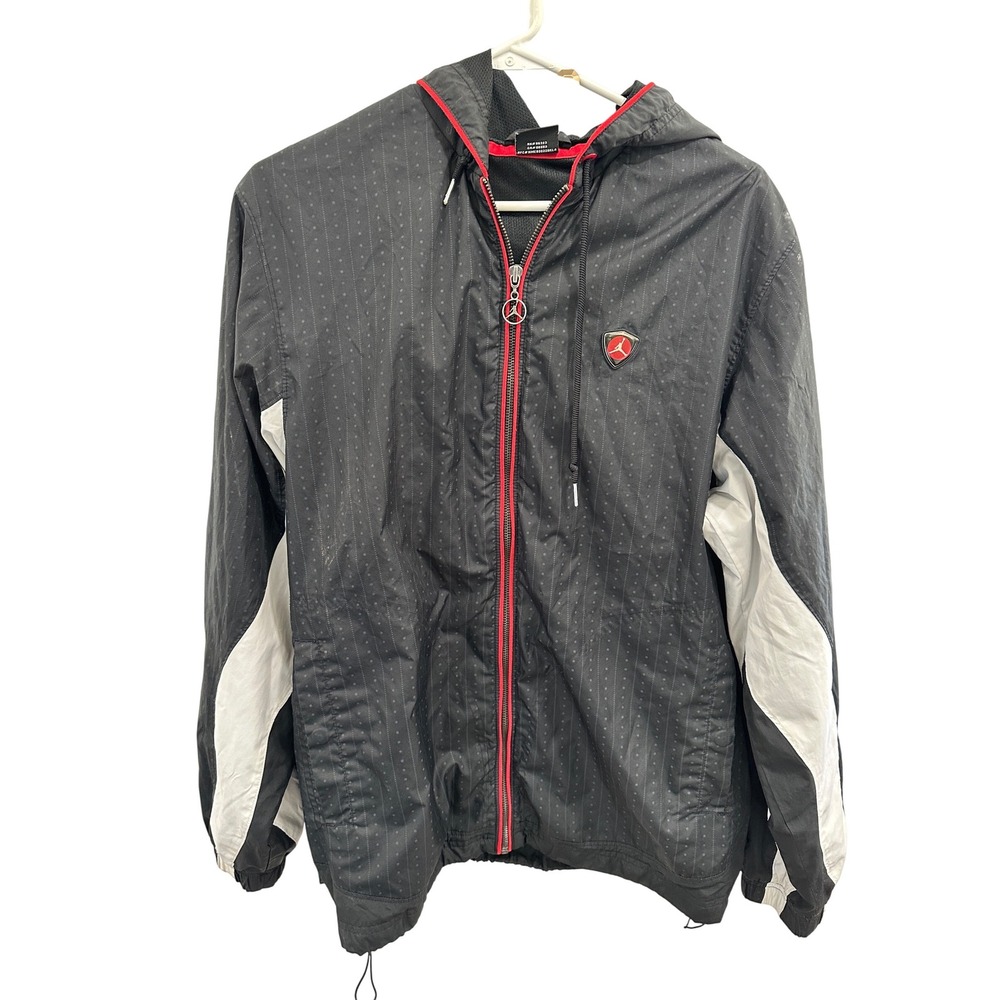 Nike Jordan Windbreaker Jacket Black Polka Dot L Lightweight Full Zip